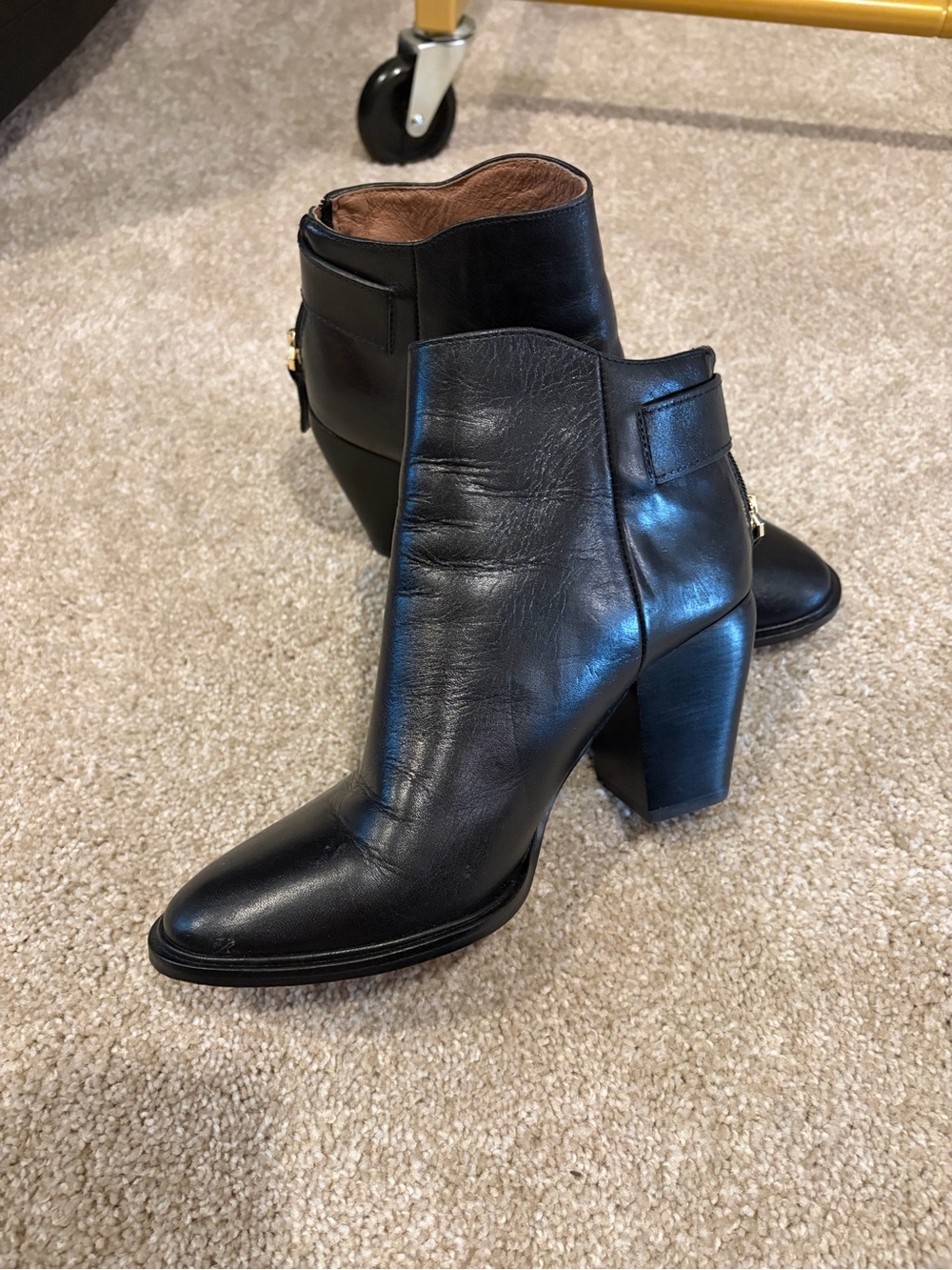 Louise et Cie Black Leather Ankle Boot with Block Heel